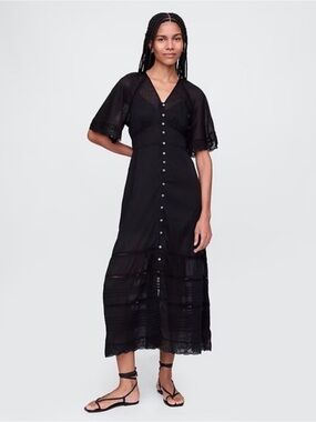 Gap Lace-Trim Midi Dress